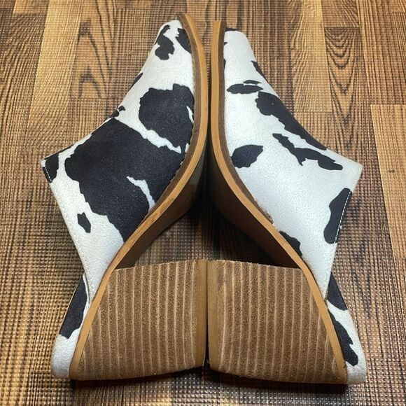 Arider Girl woman’s cow print black/white casual block heeled mules. Size 5.5. - Picture 9 of 11